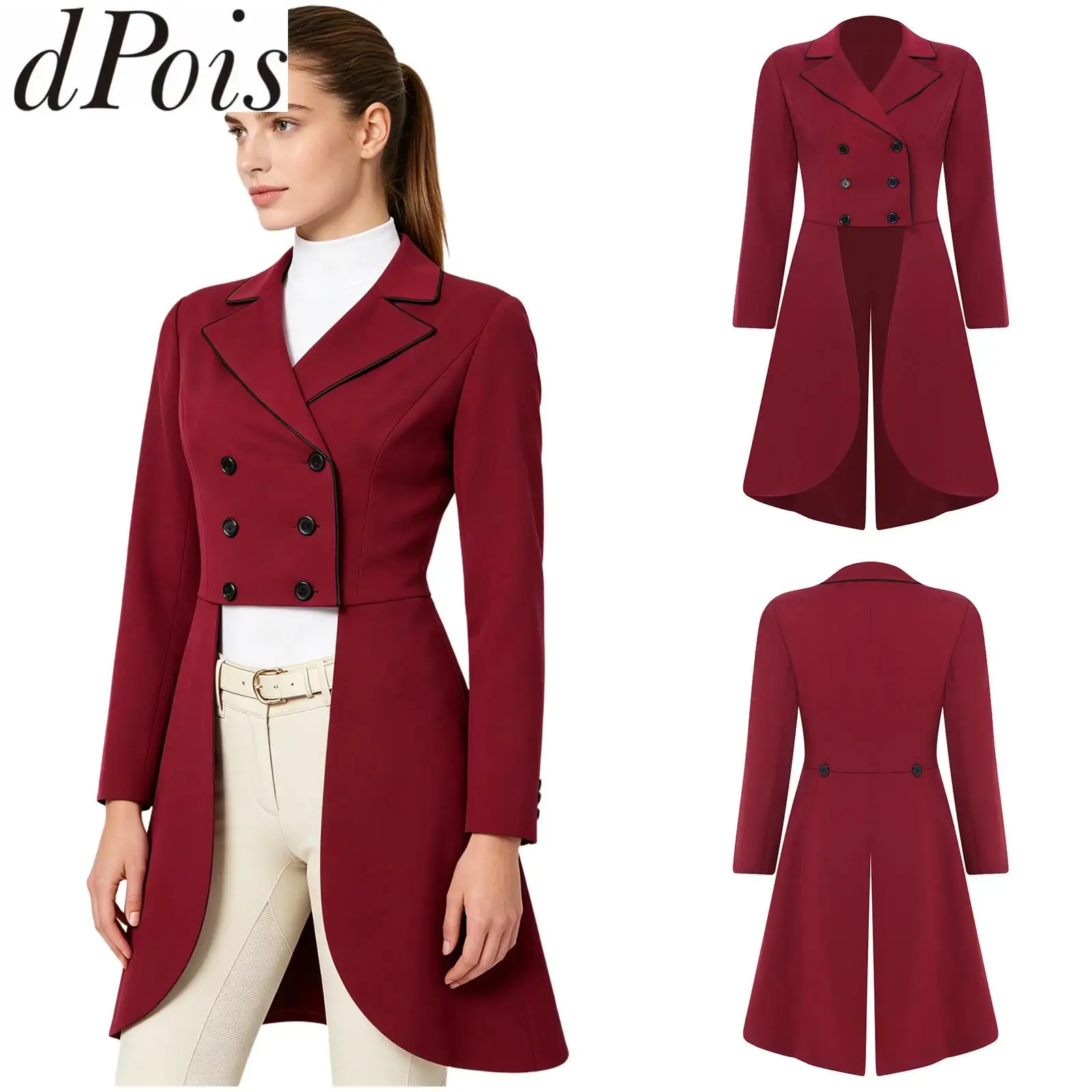 Women Equestrian Dressage Jacket Horse Riding Outerwear Notched Lapel Long Sleeve Double-breasted Horse Riding Tailcoat Tops
Women Equestrian Dressage Jacket Horse Riding Outerwear Notched Lapel Long Sleeve Double-breasted Horse Riding Tailcoat Tops