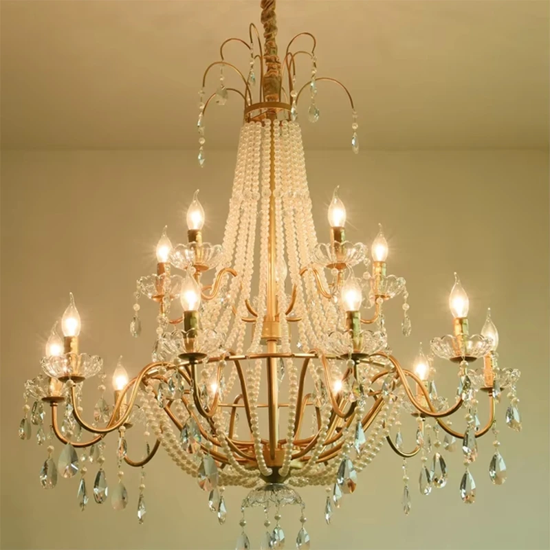 American Crystal Lamp French Retro Pearl Chandelier Medieval Villa Living Room Dining Room Bedroom Duplex Atmospheric Main Light
American Crystal Lamp French Retro Pearl Chandelier Medieval Villa Living Room Dining Room Bedroom Duplex Atmospheric Main Light