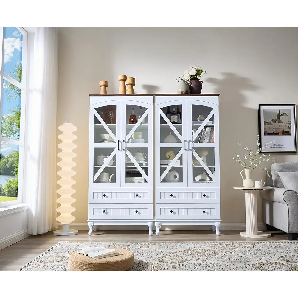 72"" Tall Kitchen Pantry Cabinet, Farmhouse Storage Cabinet With Glass Doors, Organizer, Drawer And Adjustable Shelves,Wood
72"" Tall Kitchen Pantry Cabinet, Farmhouse Storage Cabinet With Glass Doors, Organizer, Drawer And Adjustable Shelves,Wood