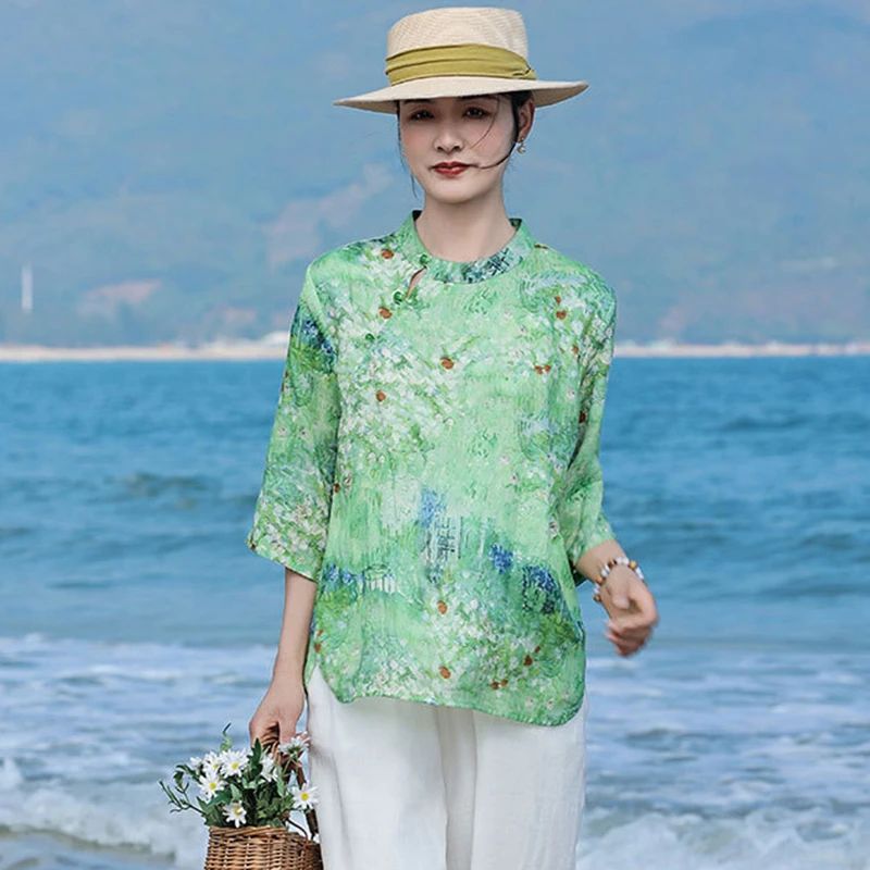 High Quality Ramie Floral Print Casual Shirt Women New Arrival 2026 Summer Chinese Style Female Half Sleeve Tops Shirts M2604
High Quality Ramie Floral Print Casual Shirt Women New Arrival 2026 Summer Chinese Style Female Half Sleeve Tops Shirts M2604