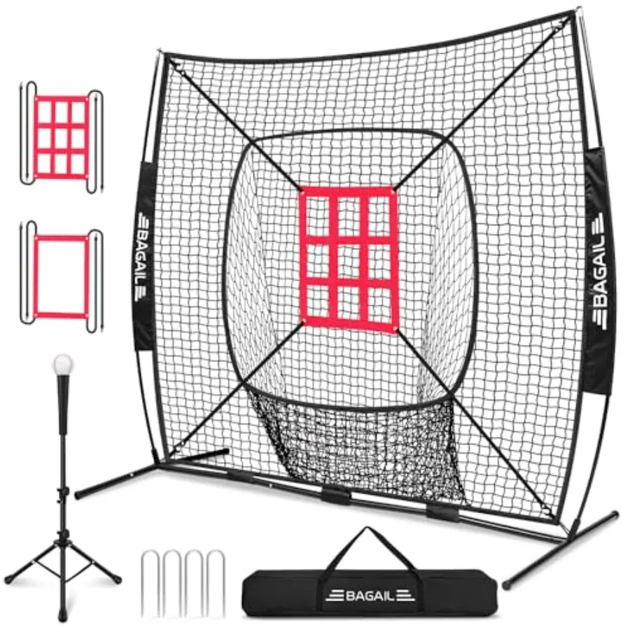 7x7 ft Extra Large Baseball and Softball Training Net with Batting Tee, Heavy Duty Reinforced Steel Frame, Oversized Hitting Zo
7x7 ft Extra Large Baseball and Softball Training Net with Batting Tee, Heavy Duty Reinforced Steel Frame, Oversized Hitting Zo
