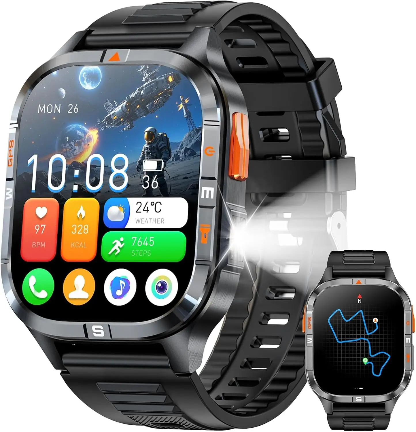 Military GPS Smart Watch with Compass, Altitude, Flashlight, HD Screen, Voice Assistant, Bluetooth Calling for Android iOS
Military GPS Smart Watch with Compass, Altitude, Flashlight, HD Screen, Voice Assistant, Bluetooth Calling for Android iOS