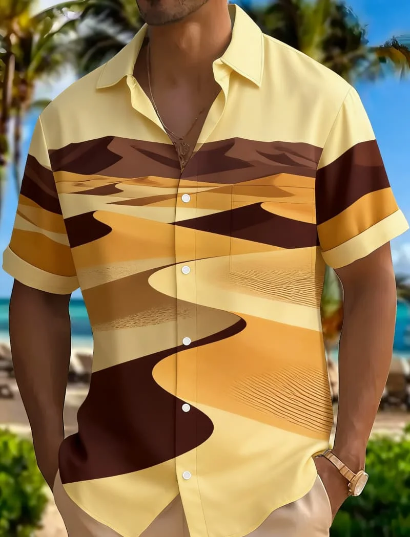 Men's Unique Outdoor Adventure Print Short Sleeve Shirt - Desert Ocean Wave Mountain Print Casual Top For Everyday Vacation Wear
Men's Unique Outdoor Adventure Print Short Sleeve Shirt - Desert Ocean Wave Mountain Print Casual Top For Everyday Vacation Wear