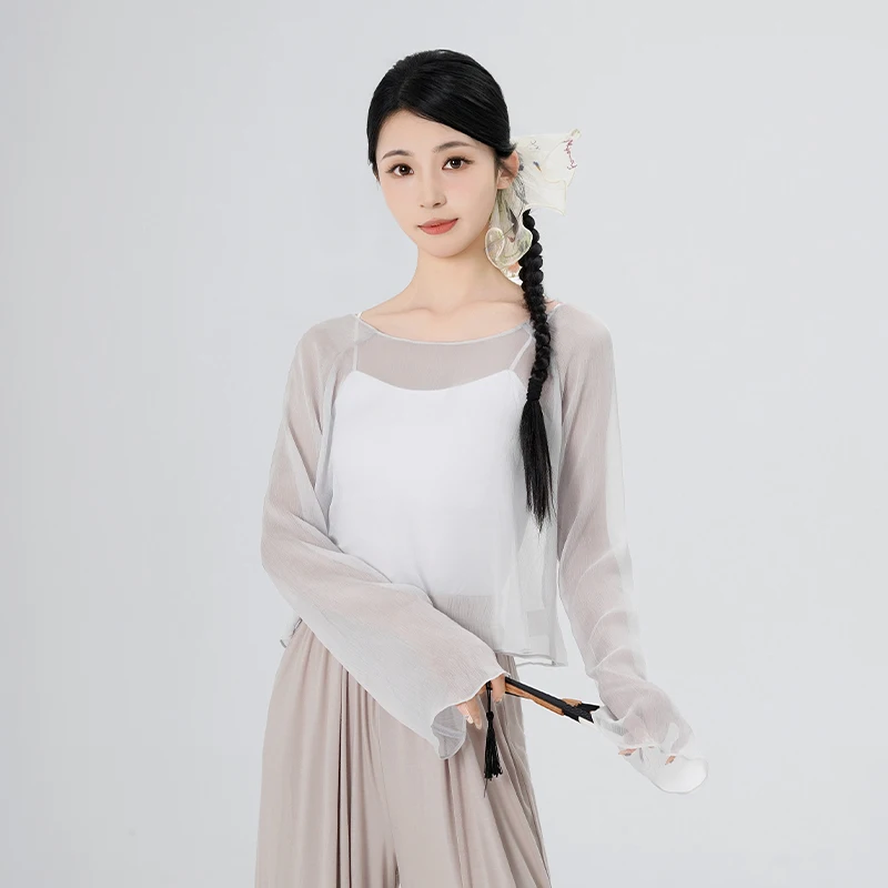Women Girls Dance Tops Gauze Shirt Long-sleeved Blouse Teen Classical Folk Dance Coats Classical Dance Costume
Women Girls Dance Tops Gauze Shirt Long-sleeved Blouse Teen Classical Folk Dance Coats Classical Dance Costume