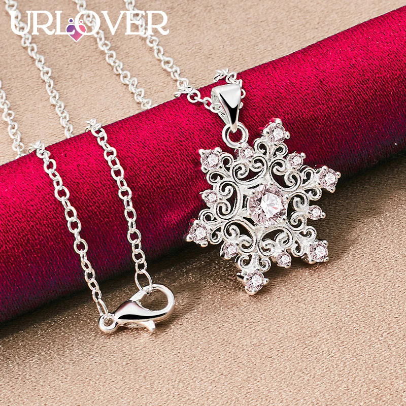 URLOVER 925 Sterling Silver Necklace For Woman Snowflake Zircon Crystal Pendant Necklace Fashion Party Birthday Wedding Jewelry
URLOVER 925 Sterling Silver Necklace For Woman Snowflake Zircon Crystal Pendant Necklace Fashion Party Birthday Wedding Jewelry