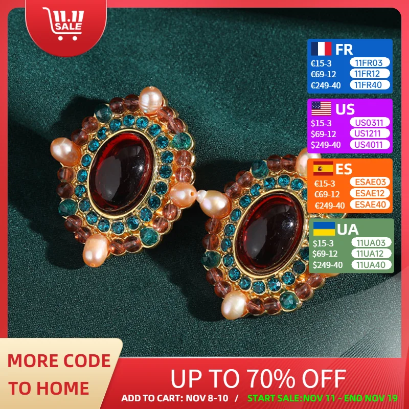 Vintage Colorful Glaze Stud Earring Oval Pearl Luxury Jewelry Designer Charms Retro Palace Woman Accessories Wedding Party 2025
Vintage Colorful Glaze Stud Earring Oval Pearl Luxury Jewelry Designer Charms Retro Palace Woman Accessories Wedding Party 2025