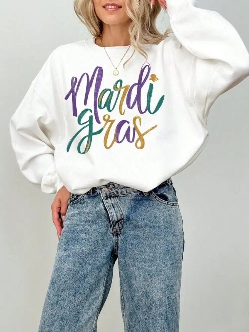 Mardi Gras Sweatshirt for Women, Festive Crewneck with Colorful Script Print, Louisiana Celebration Top
Mardi Gras Sweatshirt for Women, Festive Crewneck with Colorful Script Print, Louisiana Celebration Top