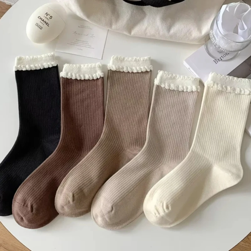 Korean Knitted Cotton Long Socks for Women Women Socks Japanese Fashion Solid Sweet Girl Lolita Kawaii Cute Ruffle Socks 5Colors
Korean Knitted Cotton Long Socks for Women Women Socks Japanese Fashion Solid Sweet Girl Lolita Kawaii Cute Ruffle Socks 5Colors