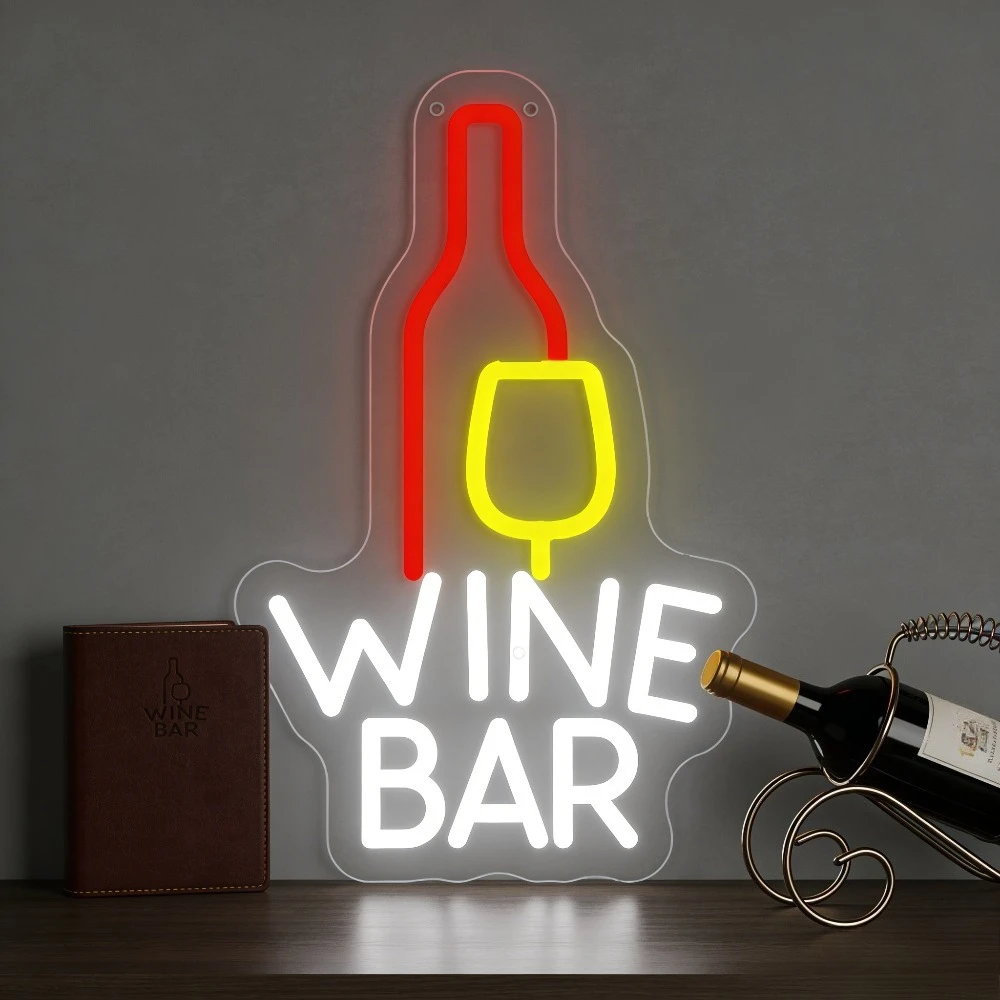 Wine Bar LED Neon Sign with Bottle and Glass Design for Home Decor Pub Club Lighting Energy Saving Eye Catching Wall Art Gift
Wine Bar LED Neon Sign with Bottle and Glass Design for Home Decor Pub Club Lighting Energy Saving Eye Catching Wall Art Gift