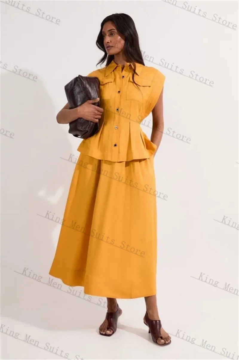 Summer Formal Women Suits Set 2 Piece Vest+Wide Leg Pants Trousers Customized Office Lady Jacket Single Breasted Wedding Coat
Summer Formal Women Suits Set 2 Piece Vest+Wide Leg Pants Trousers Customized Office Lady Jacket Single Breasted Wedding Coat
