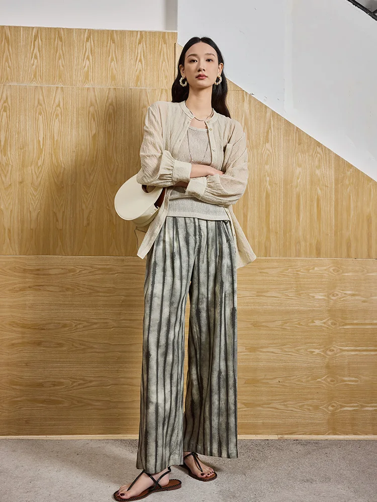 Wei Cool Sensation Linen Chinese Water Ink Diffusion Striped Print High Waist Belted Wide Leg Floor Length Pants
Wei Cool Sensation Linen Chinese Water Ink Diffusion Striped Print High Waist Belted Wide Leg Floor Length Pants