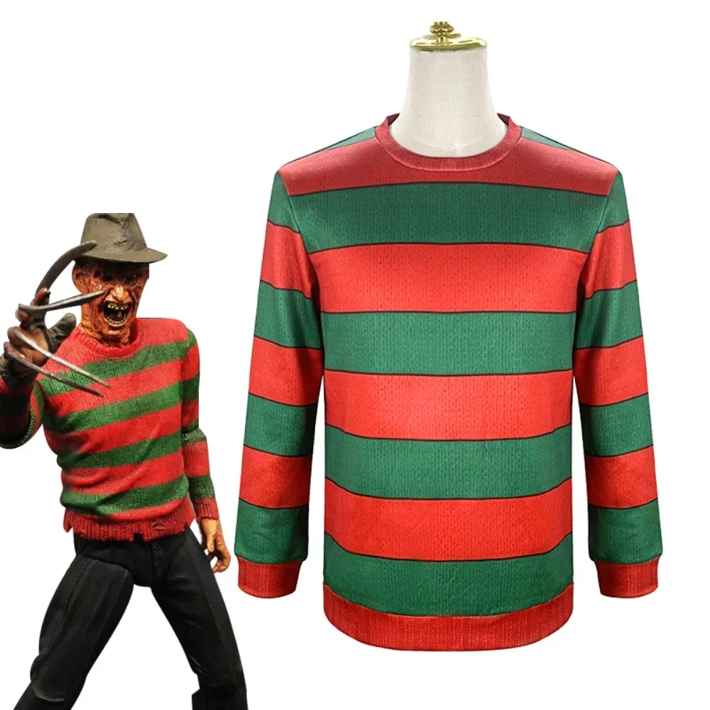 Movie Freddy Krueger Cosplay Costume Clothes Freddy T-shirt Adult Red Green Striped Horro Top Suit Halloween Carnival Party
Movie Freddy Krueger Cosplay Costume Clothes Freddy T-shirt Adult Red Green Striped Horro Top Suit Halloween Carnival Party