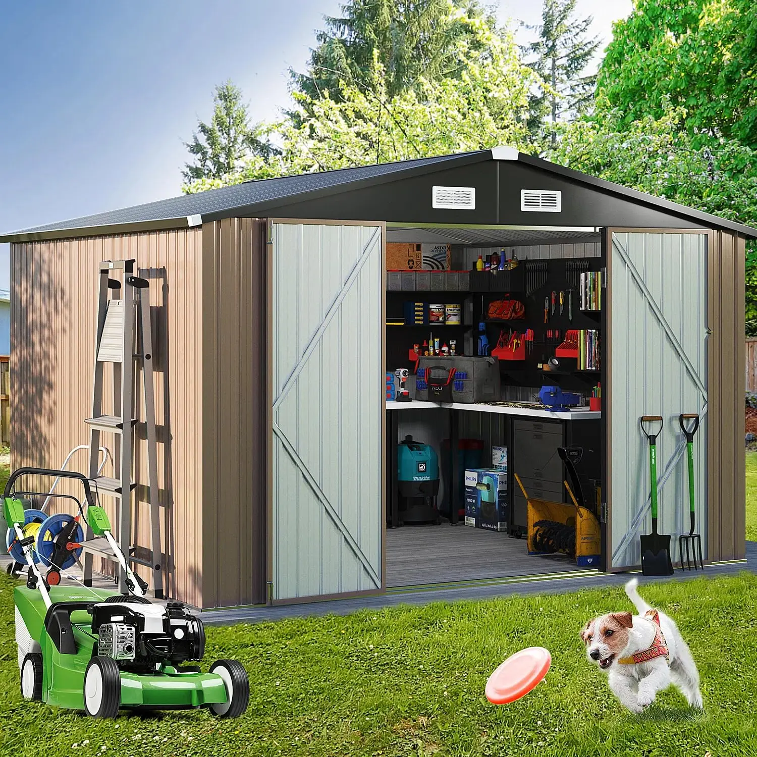 10ftx8ft Metal Tool Shed Outdoor Storage Garden Backyard Durable Waterproof, Customized
10ftx8ft Metal Tool Shed Outdoor Storage Garden Backyard Durable Waterproof, Customized
