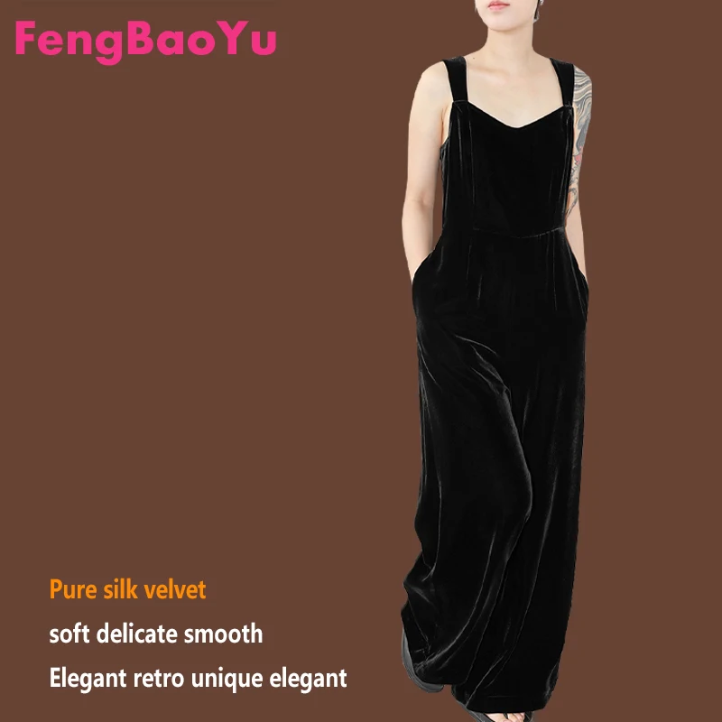 Natural Mulberry Silk Velvet Women's Jumpsuit, Black Sleeveless Strappy High-waisted Jumpsuit, Original Design, Comfortable Soft
Natural Mulberry Silk Velvet Women's Jumpsuit, Black Sleeveless Strappy High-waisted Jumpsuit, Original Design, Comfortable Soft
