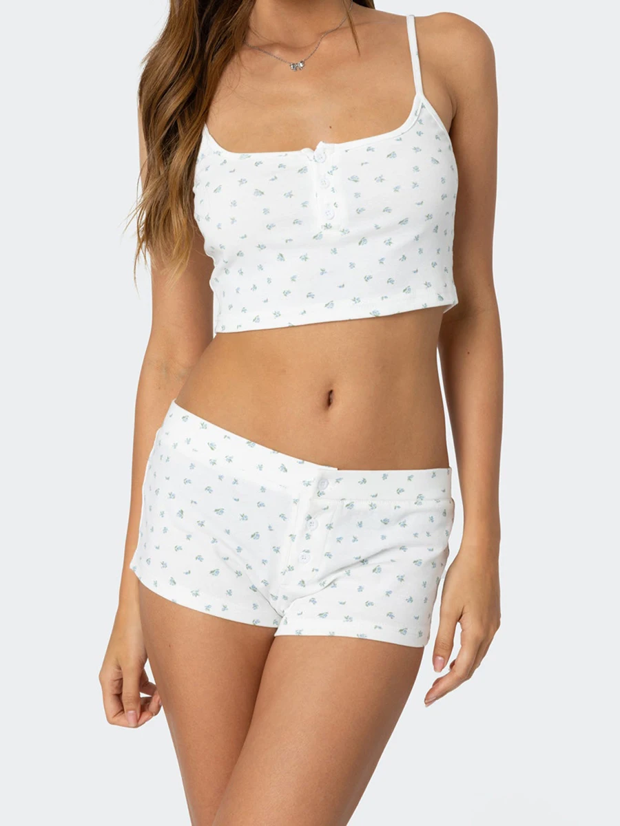 Women Summer Shorts Outfits Floral Print Sleeveless Cami Tops Elastic Waist Shorts 2 Pieces Clothes Set
Women Summer Shorts Outfits Floral Print Sleeveless Cami Tops Elastic Waist Shorts 2 Pieces Clothes Set
