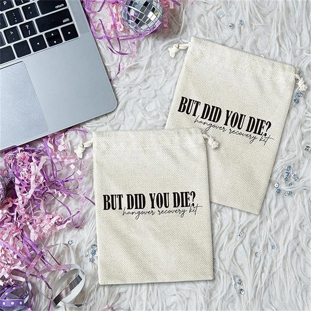 Hangover Kit Bags, But Did You Die Burlap Bags With Drawstring for Bridal Shower, Wedding, Travel, Bachelorette Party Survival R
Hangover Kit Bags, But Did You Die Burlap Bags With Drawstring for Bridal Shower, Wedding, Travel, Bachelorette Party Survival R