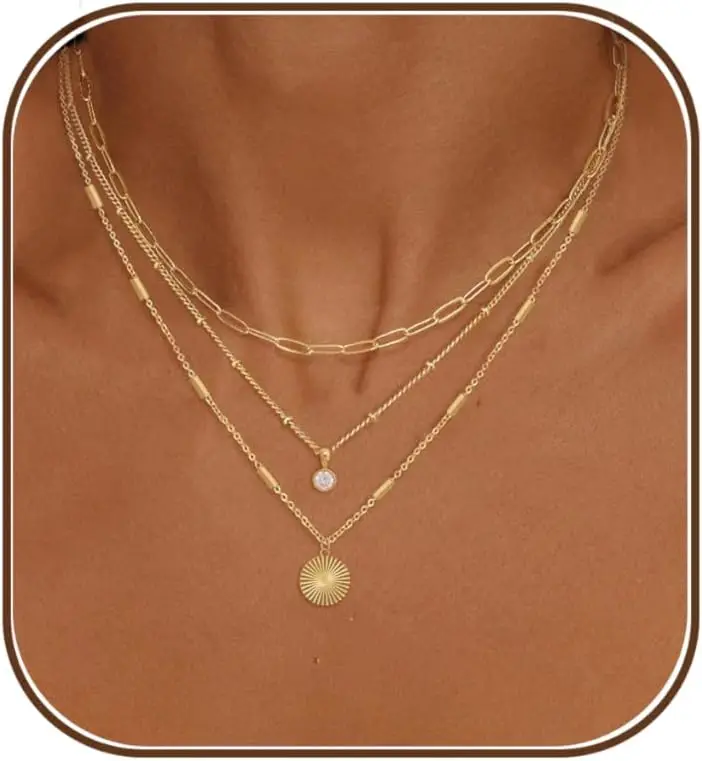 Layered Necklaces for Women Dainty Gold Plated Circle Pendant Chain Set Simple Paperclip Stacked Trendy Jewelry
Layered Necklaces for Women Dainty Gold Plated Circle Pendant Chain Set Simple Paperclip Stacked Trendy Jewelry