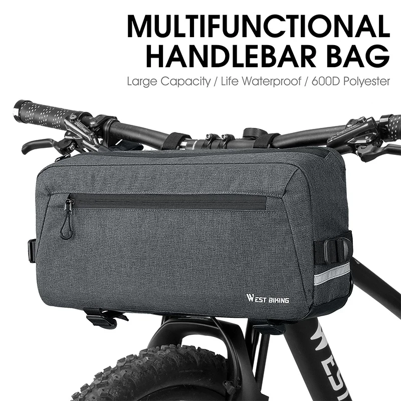 WEST BIKING 6.2L Multifunctional Waterproof Bicycle Handlebar Bag with Shoulder Strap & Reflective Strip Front Bike Bag for MTB
WEST BIKING 6.2L Multifunctional Waterproof Bicycle Handlebar Bag with Shoulder Strap & Reflective Strip Front Bike Bag for MTB