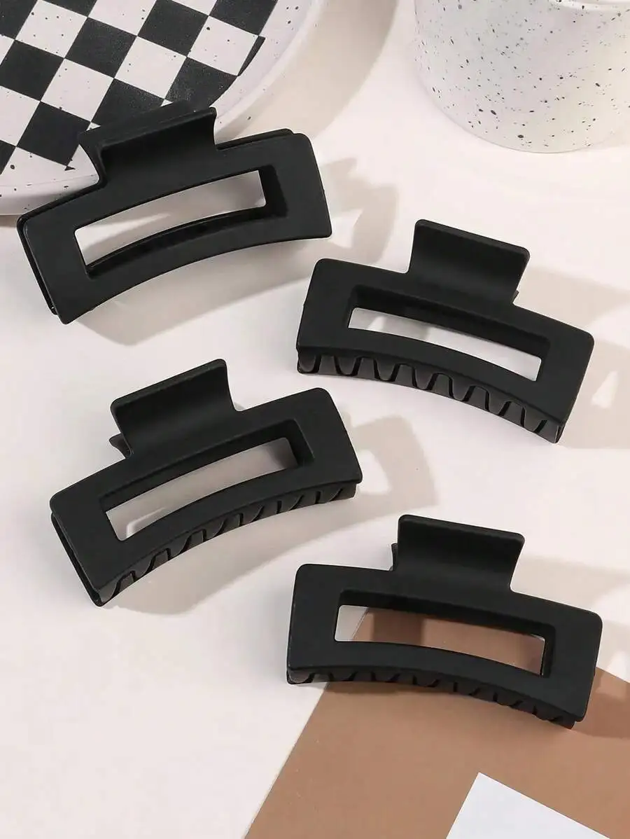 4pcs Black Large Rectangle Hair Claw Clips For Women Fashion Casual Daily Wear
4pcs Black Large Rectangle Hair Claw Clips For Women Fashion Casual Daily Wear