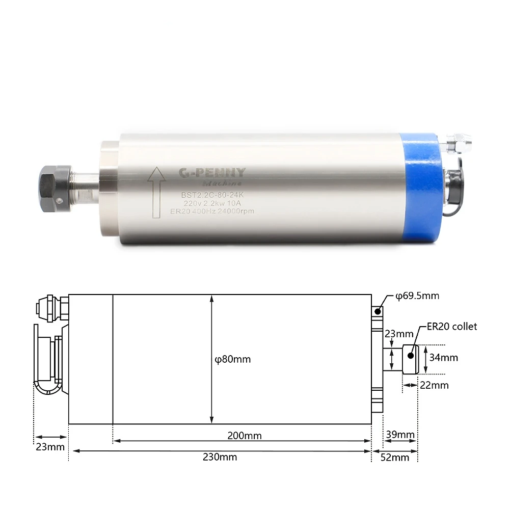 2.2kw ER20 water cooled spindle motor with inverter,water pump,bracket,collet, spindle motor kit
2.2kw ER20 water cooled spindle motor with inverter,water pump,bracket,collet, spindle motor kit