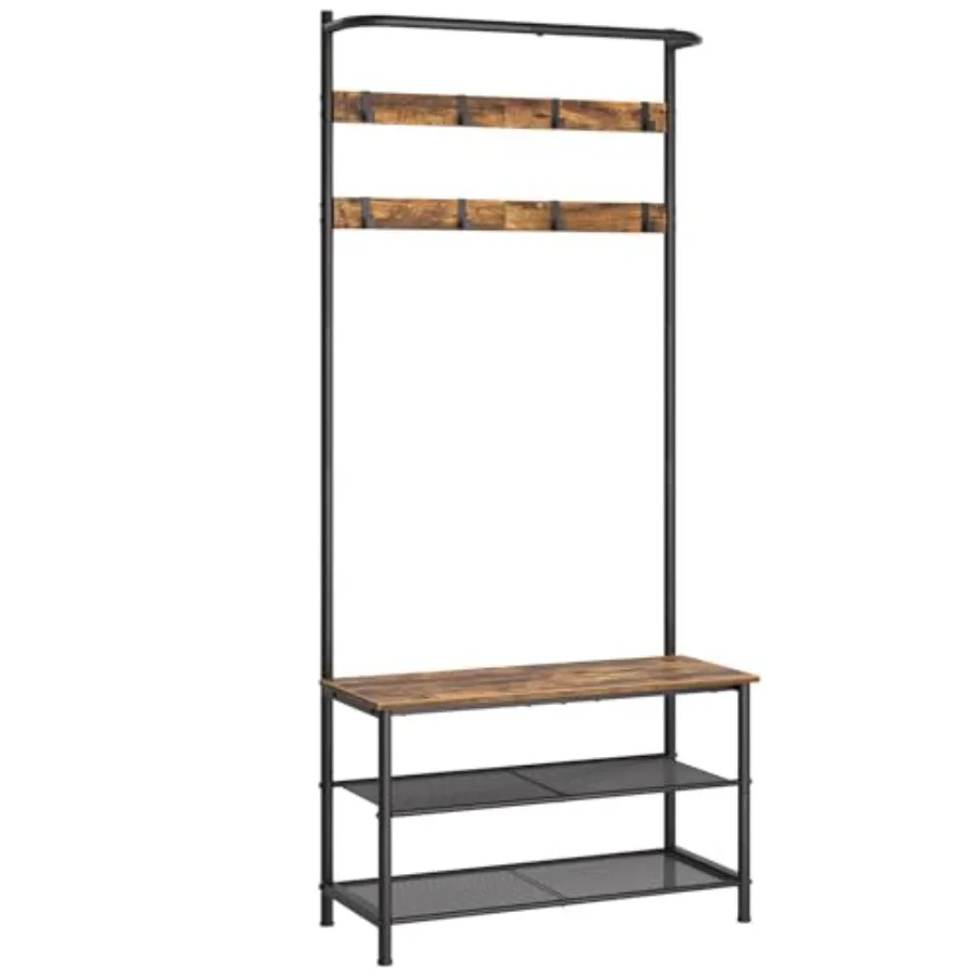 Hall Tree Coat Rack with Shoe Bench 4-in-1 Entryway Bench with Storage Shelves Hanging Rod and 8 Movable Hooks Hall Tree with S
Hall Tree Coat Rack with Shoe Bench 4-in-1 Entryway Bench with Storage Shelves Hanging Rod and 8 Movable Hooks Hall Tree with S