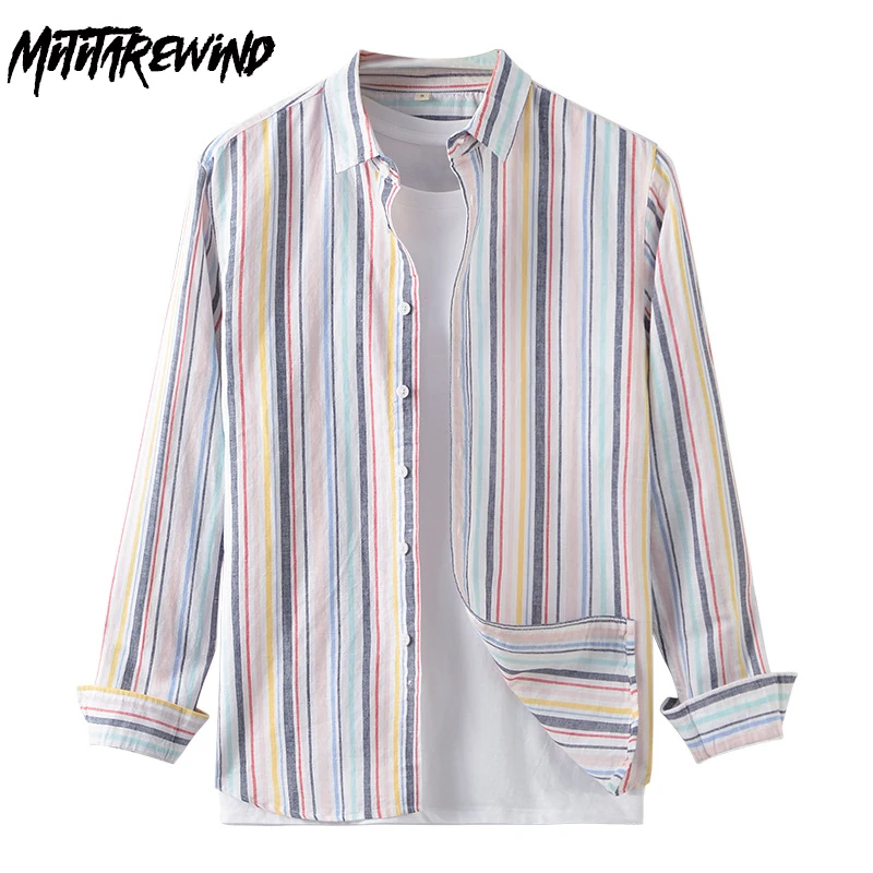 Spring Summer New Striped Shirts Man Daily Breathable Causal Shirts Lapel Long Sleeve Cotton Linen Shirt Men Fresh Tops Youth
Spring Summer New Striped Shirts Man Daily Breathable Causal Shirts Lapel Long Sleeve Cotton Linen Shirt Men Fresh Tops Youth