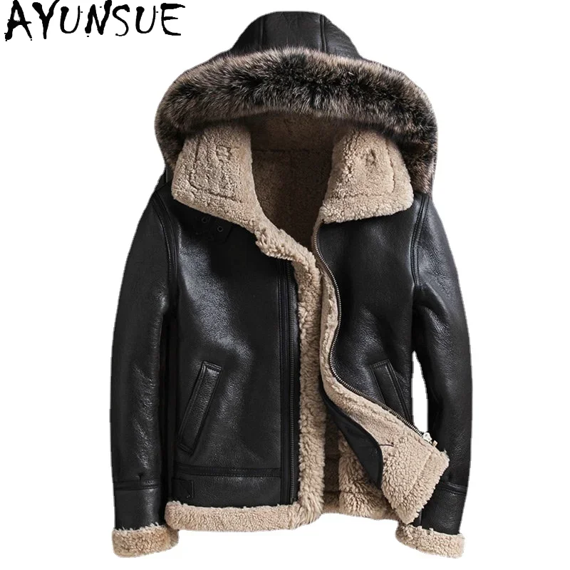 AYUNSUE Real Fur Coat Winter Jackets for Men 2025 Natural Sheepskin Fur Coats Warm Genuine Leather Jacket Hood Detachable SGG687
AYUNSUE Real Fur Coat Winter Jackets for Men 2025 Natural Sheepskin Fur Coats Warm Genuine Leather Jacket Hood Detachable SGG687