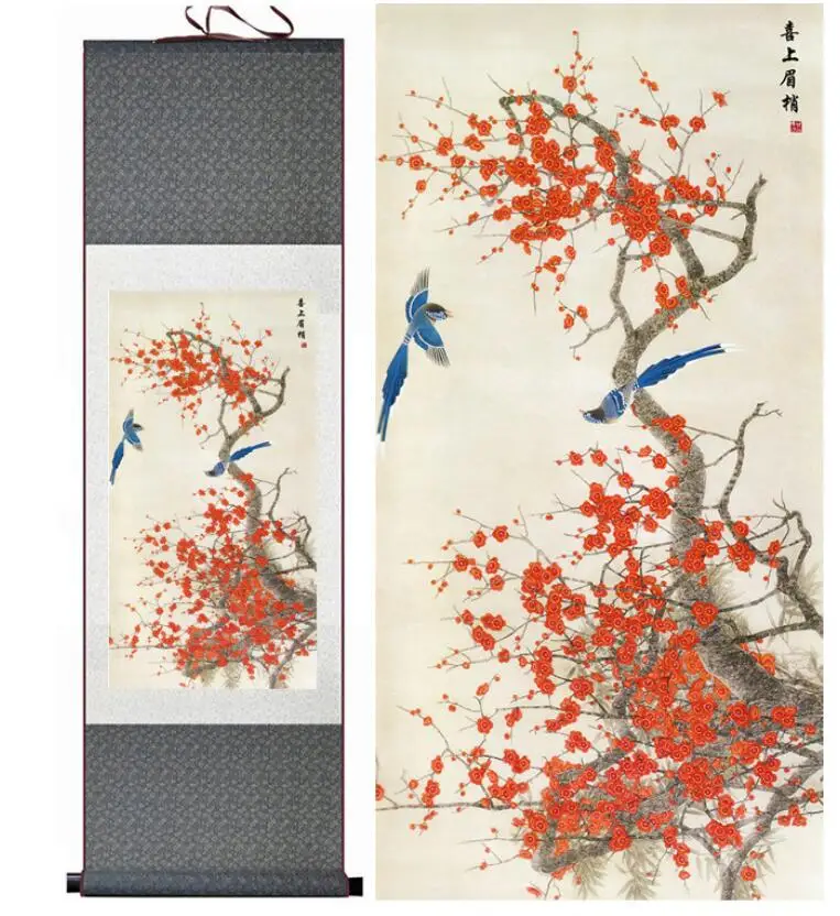 Birds and flower painting silk scroll painting traditional birds and flower painting Chinese birds
Birds and flower painting silk scroll painting traditional birds and flower painting Chinese birds