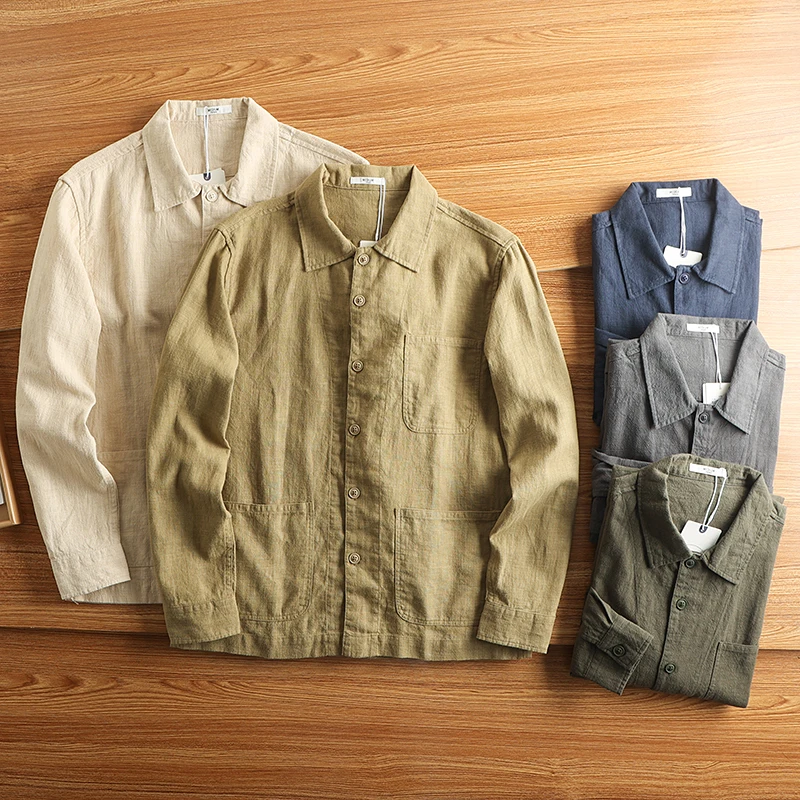 Retro Japanese Sle Long Sve Linen Cotton irt Men's Casual Loose Color Outerwear Breathable Faion Urban Youth
Retro Japanese Sle Long Sve Linen Cotton irt Men's Casual Loose Color Outerwear Breathable Faion Urban Youth