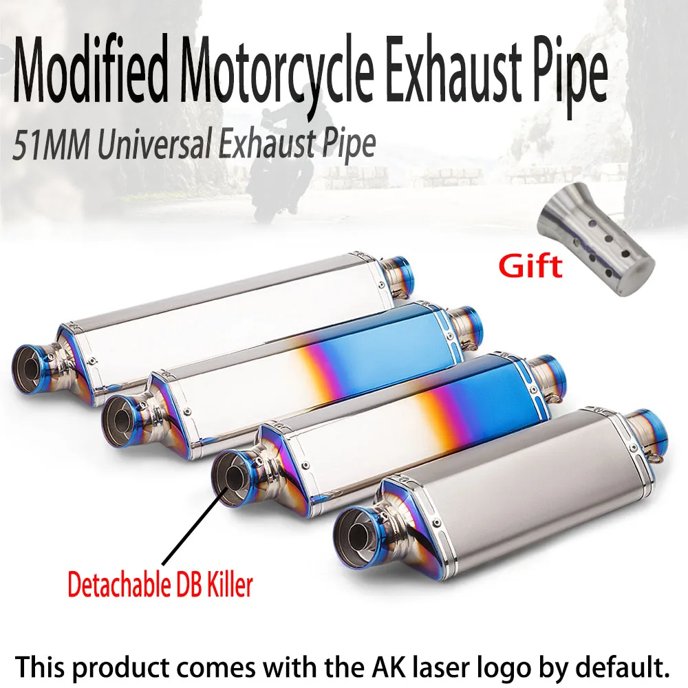 51mm Universal Modified Motorcycle Exhaust Pipe Suitable for 250SR 450SR NINJA400 Voge 300 TRK502 F800GS GSR750 R3
51mm Universal Modified Motorcycle Exhaust Pipe Suitable for 250SR 450SR NINJA400 Voge 300 TRK502 F800GS GSR750 R3