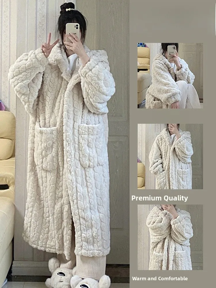Fce Coral Spwear Women's Thiened Winter Pajama Gown Home Leisure Robe Long Sve Mid-Length Hooded
Fce Coral Spwear Women's Thiened Winter Pajama Gown Home Leisure Robe Long Sve Mid-Length Hooded