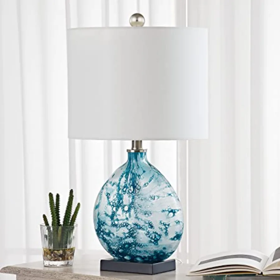 24" Coastal Glass Table Lamp, 3-Way Dimmable Blue Glass Bedside Lamp with White Drum Shade for Living Room Bedroom Nightstand
24" Coastal Glass Table Lamp, 3-Way Dimmable Blue Glass Bedside Lamp with White Drum Shade for Living Room Bedroom Nightstand