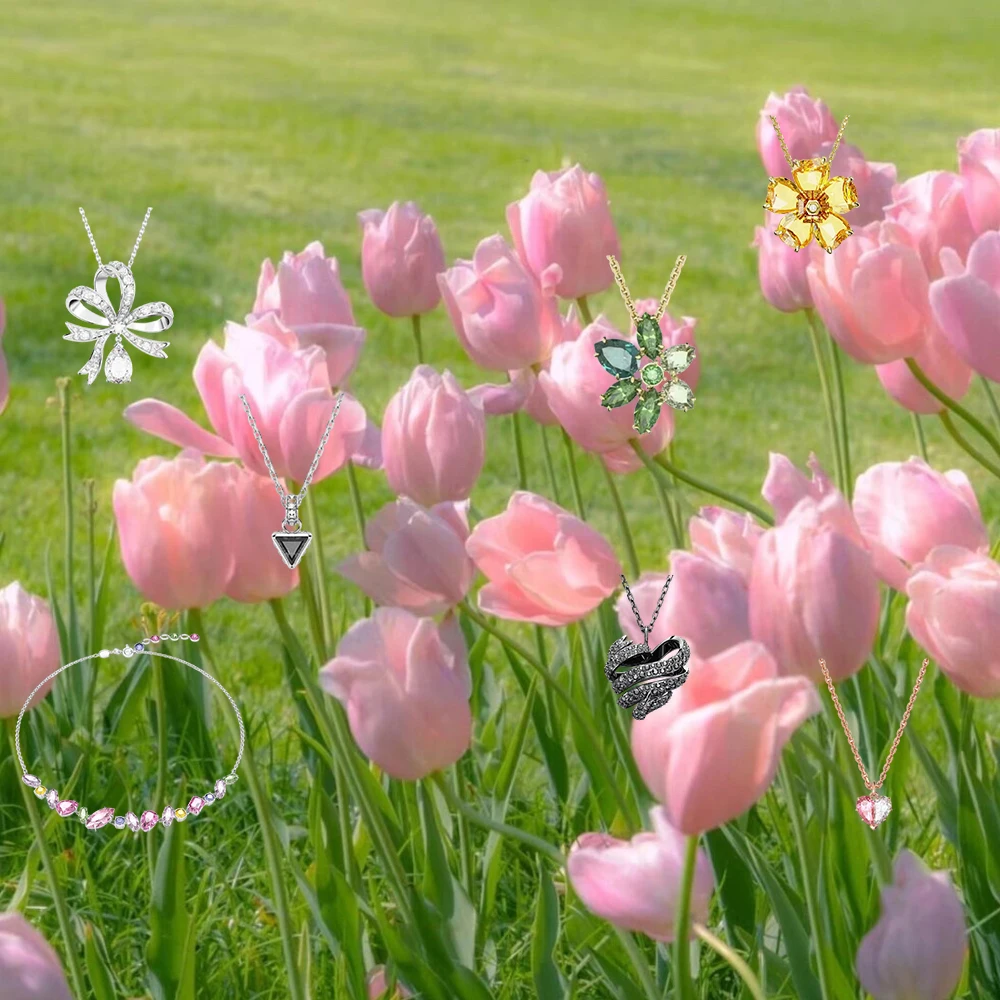 New heart-shaped silver diamond studded fashion accessory, exquisite flower crystal necklace
New heart-shaped silver diamond studded fashion accessory, exquisite flower crystal necklace