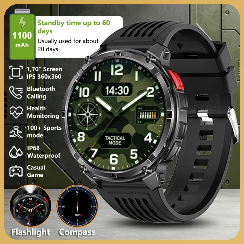 1.7'' Smart Watch with 1100mAh Battery Flashlight Compass IP68 Waterproof Health Fitness Tracker Bluetooth Calling Smartwatch
1.7'' Smart Watch with 1100mAh Battery Flashlight Compass IP68 Waterproof Health Fitness Tracker Bluetooth Calling Smartwatch