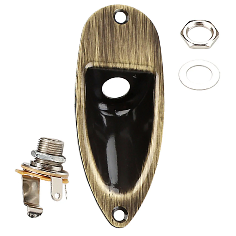 Guitar Jack Plate Metal Boat Shape Output Input Socket For Electric Guitar Replacement Parts Hardware Accessory Kit