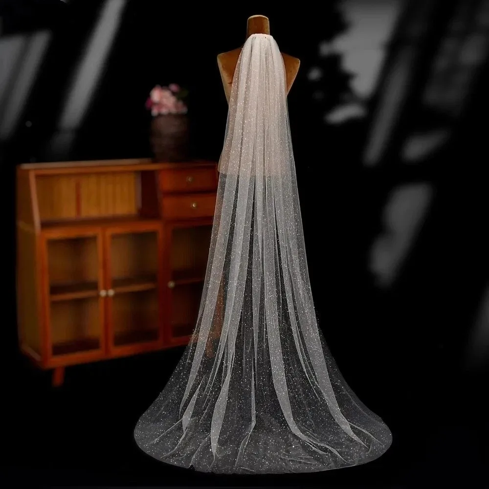 Elegant with Comb Sparking Bridal Veils Multiple Lengths Single Layer Wedding Veils Long Cathedral Trailing Veil Wedding
Elegant with Comb Sparking Bridal Veils Multiple Lengths Single Layer Wedding Veils Long Cathedral Trailing Veil Wedding