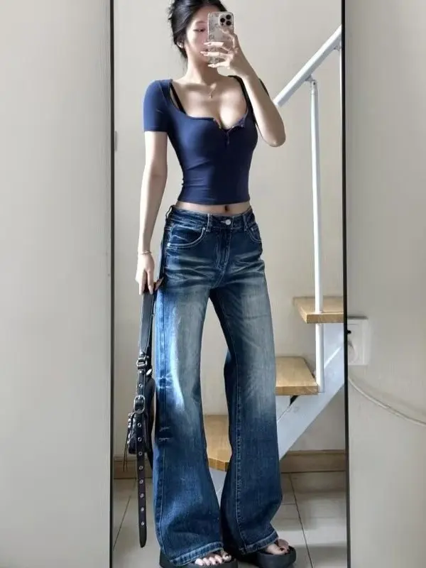 Slimming High Street Washed Denim Micro Flared Pants Women Summer Large Size Pear Shape Retro Loose Wide Leg Jeans
Slimming High Street Washed Denim Micro Flared Pants Women Summer Large Size Pear Shape Retro Loose Wide Leg Jeans
