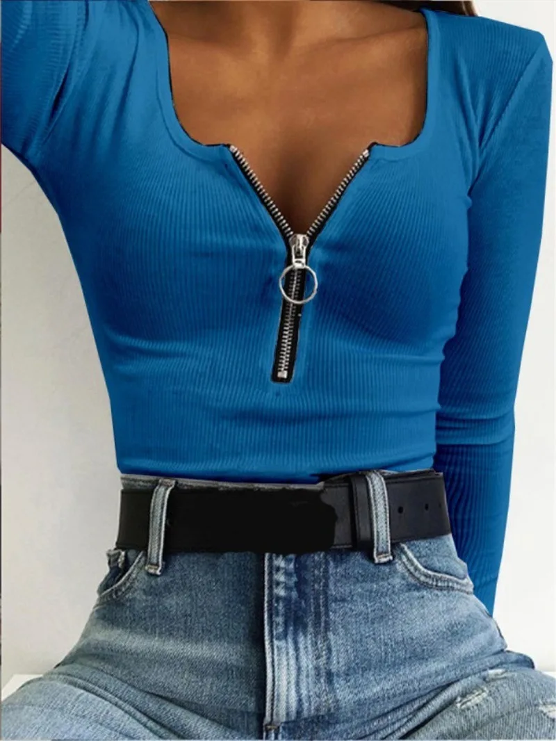 camiseta barata mujer women solid long-sleeved zipper T-shirt Chest sexy streetwear t-shirt Deep V-neck blusa sexi mujer
camiseta barata mujer women solid long-sleeved zipper T-shirt Chest sexy streetwear t-shirt Deep V-neck blusa sexi mujer