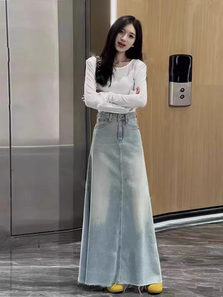 High Waist Waed Denim Skirt Korean Sle Retro Slim A-Line Midi Skirt for Women Spring Summer New Arrival Versatile
High Waist Waed Denim Skirt Korean Sle Retro Slim A-Line Midi Skirt for Women Spring Summer New Arrival Versatile