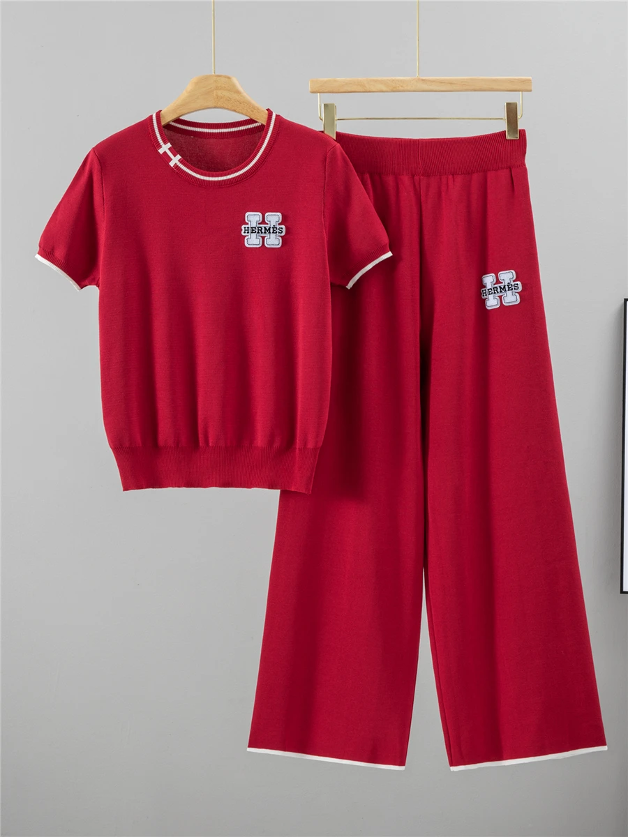 New 2026 Women's Fashion Color Block Knitted Set round Neck High Waist Wide Leg Pants Two Piece Summer Zipper Top Bottoms
New 2026 Women's Fashion Color Block Knitted Set round Neck High Waist Wide Leg Pants Two Piece Summer Zipper Top Bottoms