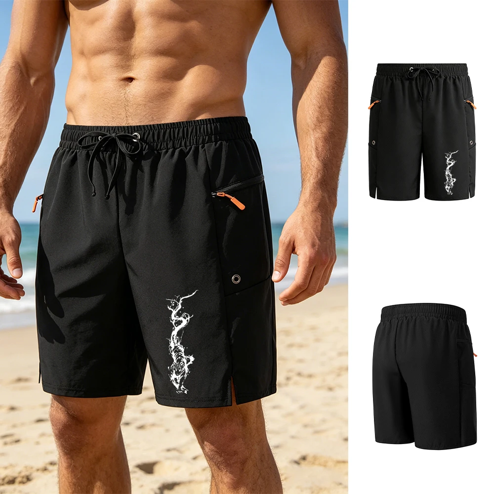 Men's Ink Painting Tiger Print Surfing Beach Shorts Elastic Drawstring Waist Zippered Pockets Summer Running And Cycling Shorts
Men's Ink Painting Tiger Print Surfing Beach Shorts Elastic Drawstring Waist Zippered Pockets Summer Running And Cycling Shorts