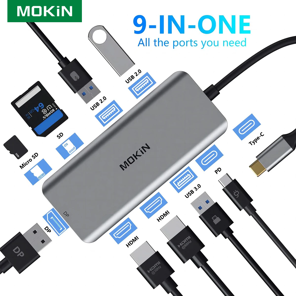 USB C Hub for MacBook Pro Air HDMI Hub Dongle Compatible for Laptops Type C Hub Adapter 4K HDMI USB3.0 SD/TF Card Reader 100W PD
USB C Hub for MacBook Pro Air HDMI Hub Dongle Compatible for Laptops Type C Hub Adapter 4K HDMI USB3.0 SD/TF Card Reader 100W PD