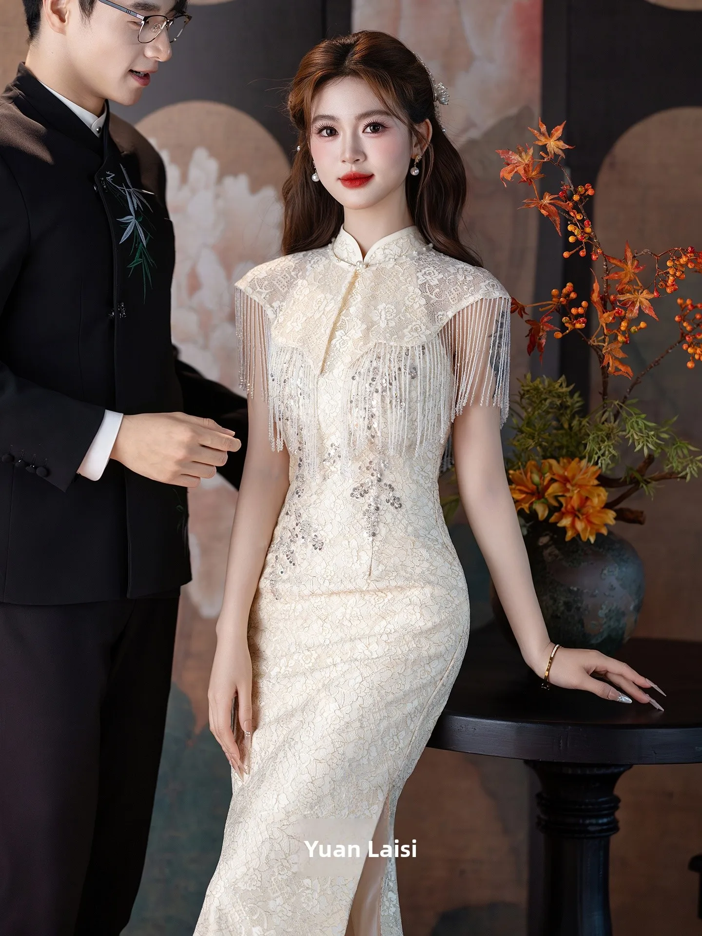 Champagne Chinese Style Engagement Dress Fish Tail Wedding Dress Evening Gown for Bride Small Size Formal Party Dress
Champagne Chinese Style Engagement Dress Fish Tail Wedding Dress Evening Gown for Bride Small Size Formal Party Dress