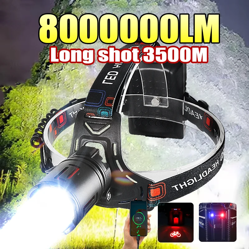 Ультра мощная светодиодная фара 8000000LM Super Bright Head Lamp USB перезаряжаемый High Power Head фонарик рыбалка на открытом воздухе
Ультра мощная светодиодная фара 8000000LM Super Bright Head Lamp USB перезаряжаемый High Power Head фонарик рыбалка на открытом воздухе