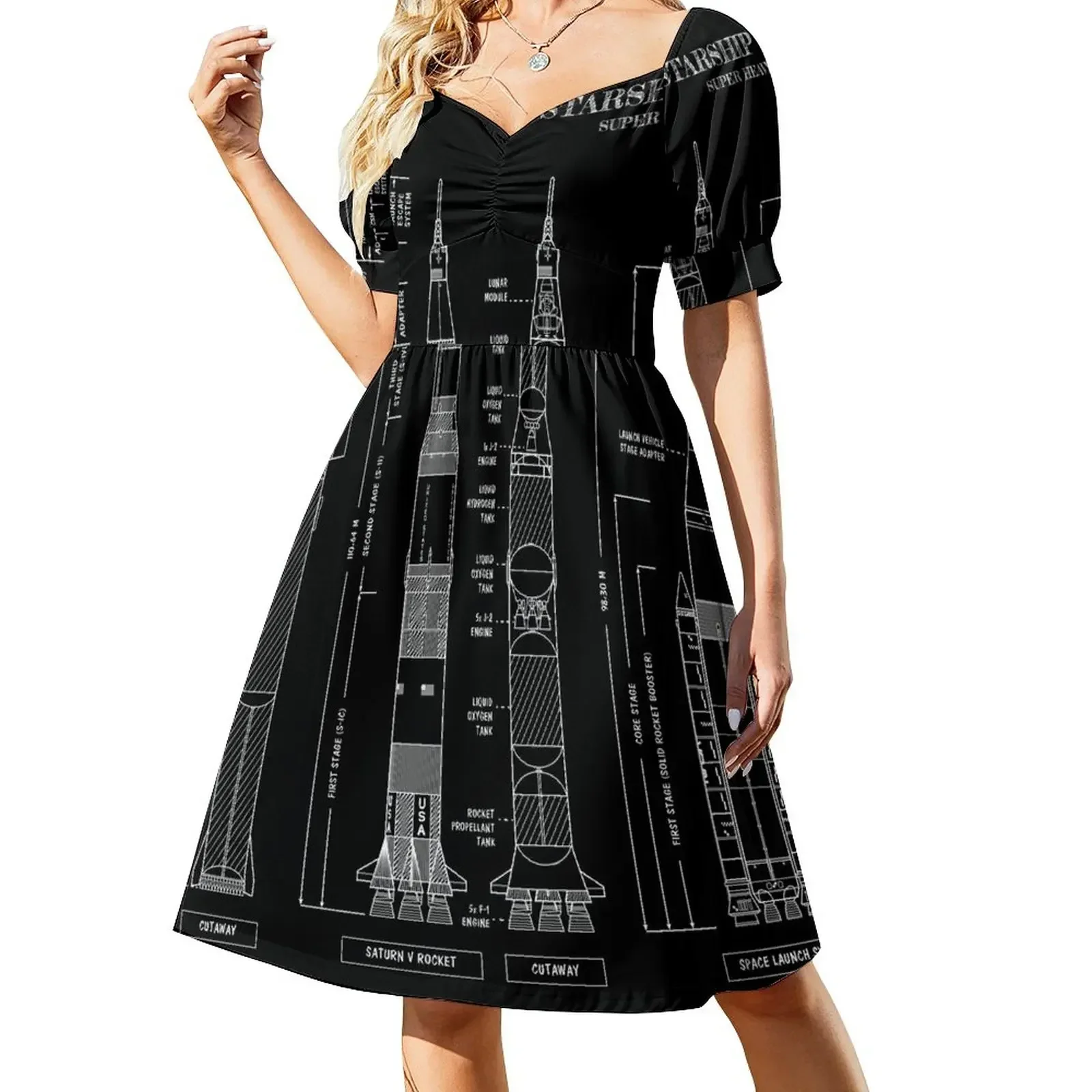 Starship - Saturn V - SLS Comparison (White Stencil No Background) Short-Sleeved Dress Casual dresses dress for women Dress
Starship - Saturn V - SLS Comparison (White Stencil No Background) Short-Sleeved Dress Casual dresses dress for women Dress