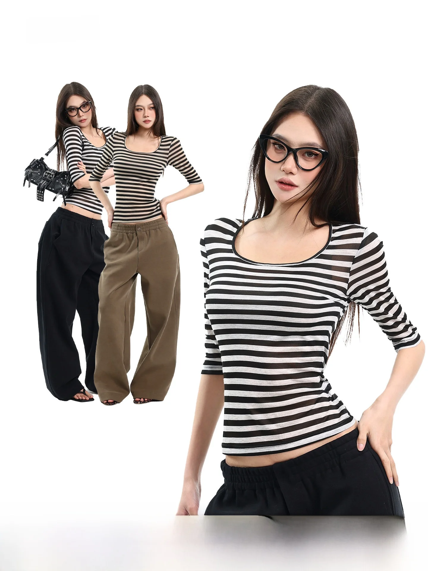 Женская футболка CCUP SPACE в американском ретро-стиле с полосками, средней длины рукава, приталенная, для повседневной носки, с круглым вырезом, асимметричный дизайн, весна
Женская футболка CCUP SPACE в американском ретро-стиле с полосками, средней длины рукава, приталенная, для повседневной носки, с круглым вырезом, асимметричный дизайн, весна