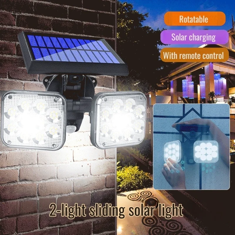 Rotatable Outdoor Solar Sensor Light Brightness Adjustable Remote Controlled Solar Lights
