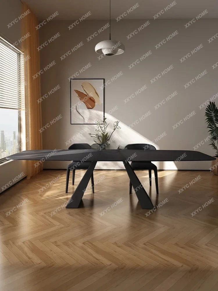 Small apartment Italian minimalist dining table rock slab black and white dining table
Small apartment Italian minimalist dining table rock slab black and white dining table