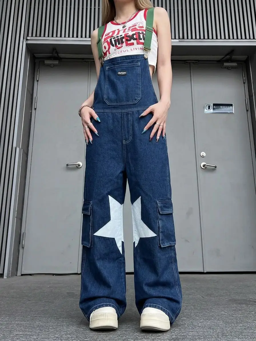 Retro Casual Star Denim Overalls Straight Jeans Jumpsuits Trousers High Waist Loose Wide-leg Rompers Jumpsuits for Women
Retro Casual Star Denim Overalls Straight Jeans Jumpsuits Trousers High Waist Loose Wide-leg Rompers Jumpsuits for Women