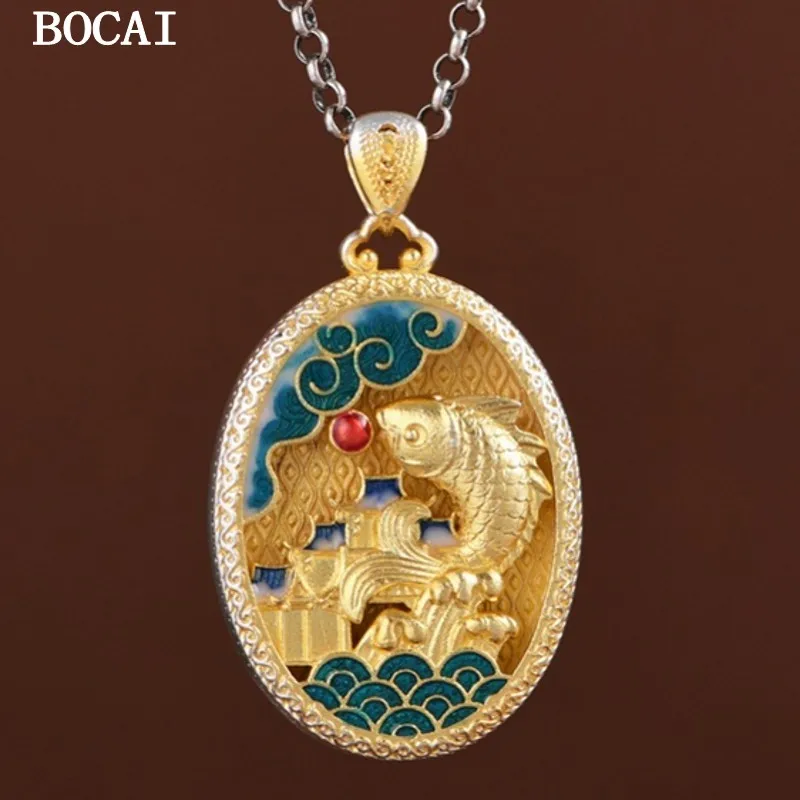 BOCAI S999, элегантный женский стильный кулон из стерлингового серебра с изображением золотой рыбки, прыгающийся через ворота дракона, благоприятные облака,
BOCAI S999, элегантный женский стильный кулон из стерлингового серебра с изображением золотой рыбки, прыгающийся через ворота дракона, благоприятные облака,